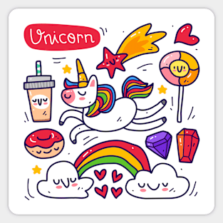 unicorn doodle cute Sticker